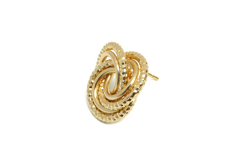 Verdrehter Knoten Ohrring Ohrstecker - Messing Trendy Ohrring Post - Schmuck für den Alltag - Gold Schmuck - 18K Echtgold vergoldet - 19x17x4.3 mm - RGP9356 Bild 2