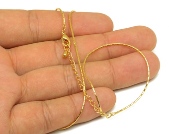 1mm Finished Snake Chain - Gold 43+5.5cm Faceted Finished Snake Chain - Brass Finished Faceted Snake Chain - 18K Real Gold Plating - RGP7485
