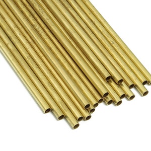 Round Brass Himmeli Tubes - Raw Brass Himmeli DIY Tube Beads - Circle Pipes for Geometric Shapes - For Air Plants -3x0.2x190mm- PP4570-190