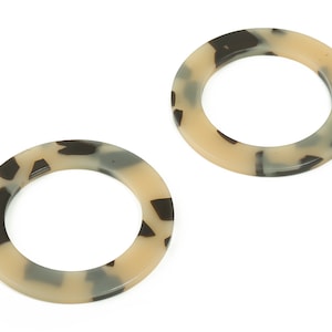 Acetate Hoop Earring Connector - Acetate Circle Pendant - Tortoise Shell - No Hole - Color Code: A630 - 44.32x44.28x2.48mm-AC2354-A630