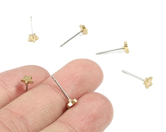 Örhänge i mässing med stjärna - Örhänge i rå mässing med stjärna - Stålörhänge - Örhänge - Smyckestillbehör - 4,96x4,96x1,65 mm - PP3154
