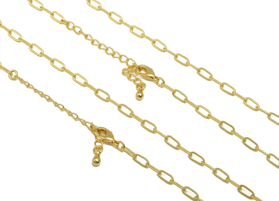 Brass Cable Chain 46cm Finished Chain Cable Chain 18K Real Gold Plated