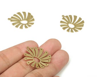 Messing Blumen Ohrring Stecker - Rohmessing Blumen Ohrring Charms und Anhänger - 14 Löcher - Schmuckzubehör - 30.55x27.58x0.79 mm - PP4286