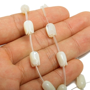 7*11 mm Tulpe Muschel Perle - 15,5 zoll/Strang/15 Stück - Perlmutt geschnitzte Perle - Armband Perle - handgemachte Perle - 10.3x7x7mm -SF1169