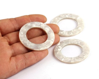 Acetate Circle Charms - Circle Earrings and Pendant - Earring Findings - Jewelry Supplies - Color Code: A12 - 39.8x39.8x2.55mm - AC1070E
