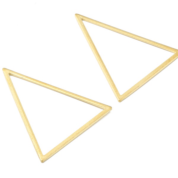 Brass Triangle Ring Charms - Raw Brass Triangle Earrings and Pendant - Brass Triangle Connectors - 36.08x30.51x1mm - PP2597