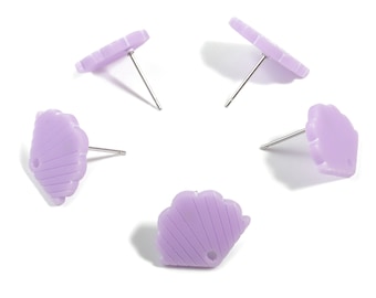 Acrylic Mini Shell Earring Stud - Matte Sheall Post - Earring Post - Jewelry Supplies - Color Code:A468 - 17.03x13.77x2.29mm - AC1898C