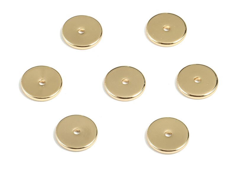 Gold Brass Flat Disc 8mm Beads Spacers - Heishi Rondelle Spacers Beads - 18K Real Gold Plated Brass Disk - 8.14x8.14x1.06mm - RGP2700 image 2
