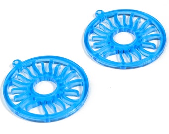 Acrylic Round Sun Earring Charms - Acrylic Blue Circle Sun Earrings - Jewelry Supplies - Color Code:A463 - 43.04x39.28x2.7mm - AC2187-A463
