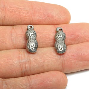 Steel Peanut Pendant - Textured Peanut Pendant - Vintage Lucky Peanut Charm - Peanut Charm Necklace - Steel Jewelry - 20x7x4.98mm - SS1741