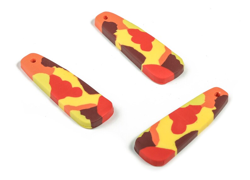 PolymerClay Strip Earring PolymerClay-Charms-Strip Pandant - Earring Findings - Jewelry Handmade - 40.76x13.71x3.76mm - PC2279 image 3