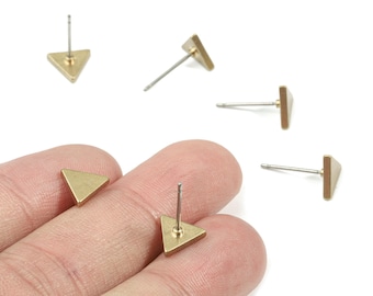 Brass Triangle Earring Stud - Raw Brass Triangle Earring Post - Steel Stud - Earring Post - Jewelry Supplies - 7.93x7.93x1.46mm - PP3147
