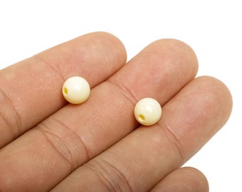 White Acrylic Bead - Chunky Craft Bead - Solid Color Beading Bead - Acrylic Necklace Bead - Handmade Acrylic Bead - 7.65x7x7mm - AC2834H