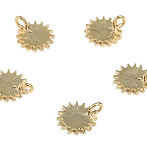 Brass Sun Earring Charms - Gold Sun Pendant - 18K Real Gold Plated Brass – Jewelry Making Supplies - 10.48x8.62x1.08mm - RGP2811