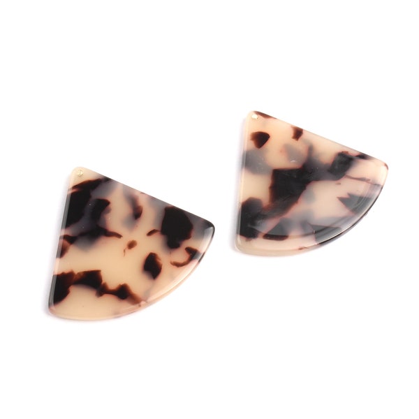 Acetate Fan Charms - Blonde Tortoise Shell Earrings - Pizza Slice Earrings and Pendant - Color Code: A07 - 31.2x34.5mm - AC1081B