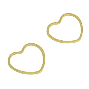 15*16 Brass Heart Charms - Raw Brass Heart Earring Charm - Brass Heart Connector - Brass Heart Wire Earring Cham - 16x14x1mm - PP10362-15*16