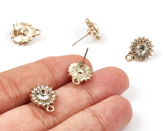 Zinc Alloy Sun Earring Charms - Glass Sun Pendant - Gold