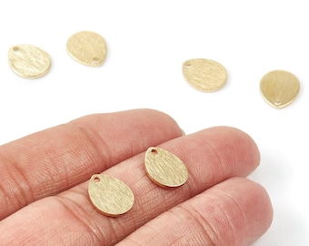 Brass Textured Drop Charms - Textured Drop Raw Brass Pendant - Earring Findings - Jewellery Supplies - 12x10x1mm - PP1737