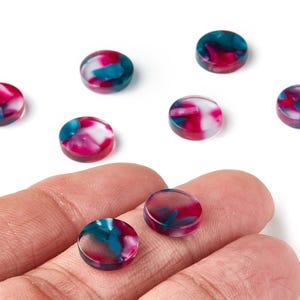Acetate Acrylic Coin Charm – Tortoise Shell Pattern, No Hole Earring Component (10.7x10.7x2.6mm) AC1553-A259