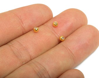 Siliconen stopkraal - verstelbare rubberen stop - 925 sterlingzilver rondelle tussenkraal - sieraden maken - 18 kt echt verguld - SI1093