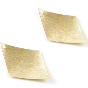 Brass Textured Rhombus Charms - Textured curved Rhombus Raw Brass Pendant - Earring Findings - Jewelry Supplies - 29x44x0.43mm - PP1774