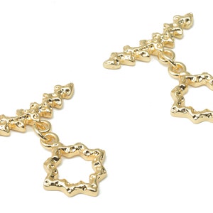 Brass Hammered Plant Bracelet Toggle – Gold Star Necklace Toggle Clasp - 18K Real Gold Plated – Jewelry Making- 27.54x23.48x2.22mm - RGP4512