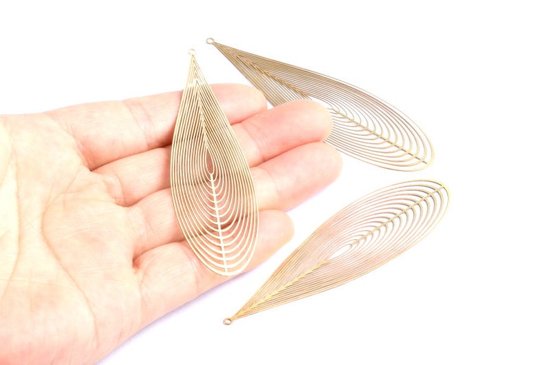Earring Findings Jewelry Supplies 78.4x23.3x0.28mm JJB4148 Exaggerated Earring Charms Raw Brass Hollow Out Earring Charms