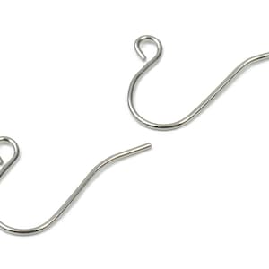 May include: Two silver earring hooks, each with a curved wire and a small loop at the top.