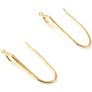 Brass Earring Hooks - Brass Earring Hooks - 18K Real Gold Plated Ear Wire - Jewelry Supplies - 26,72x9x4,93mm - rgp1033