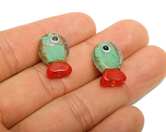 Handmade Glass Fish Beads - Kawaii Glass Marine Life Bead for Necklace - Artisan Sea Animal Craft Jewelry Making - 19.6x13x8.96mm - AC3350