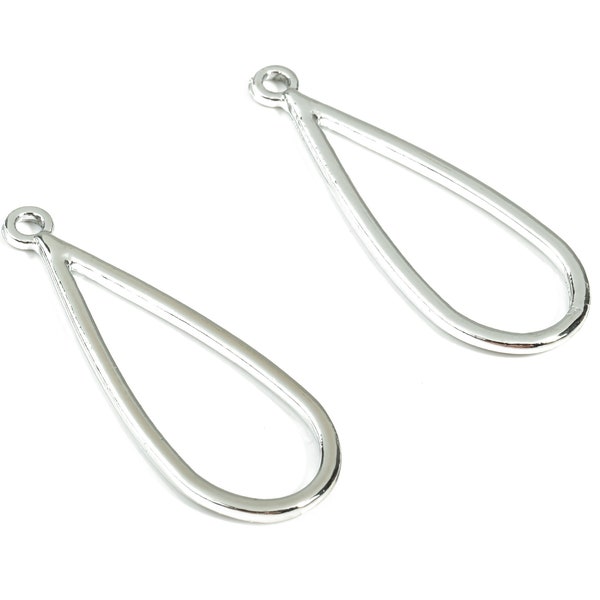 Alloy Drop Earring Charms - Zinc Alloy Drop Pendant - Silver Tone Plated - Earring Findings - Jewelry Supplies - 42.66x15.64x1.93mm - ZZ1674