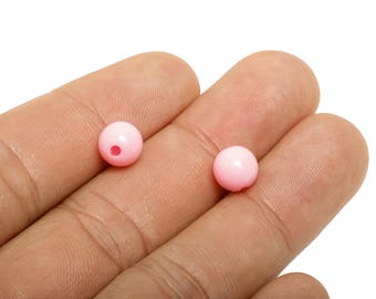 Pink Acrylic Bead - Chunky Craft Bead - Solid Color Beading Bead - Acrylic Necklace Bead - Handmade Acrylic Bead - 7.65x7x7mm - AC2834A