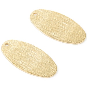 Brass Oval Charms - Oval Shaped Raw Brass Pendant - Earring Findinds - Jewelry Supplies - 29,47x15,3x0,8mm - PP1926