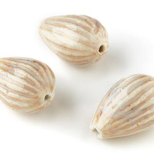 Glazed Ceramic Beads - Carved Shaped Beads - Handmade Beads - Necklace Beads - Connectors Beads - Jewelry Supplies - 34.54x23.27mm - NS1044 image 3
