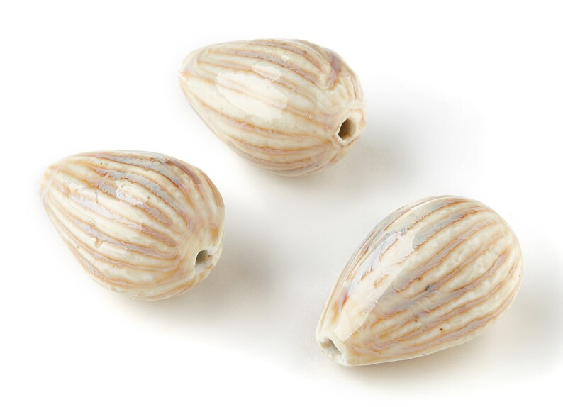 Glazed Ceramic Beads - Carved Shaped Beads - Handmade Beads - Necklace Beads - Connectors Beads - Jewelry Supplies - 34.54x23.27mm - NS1044 image 3
