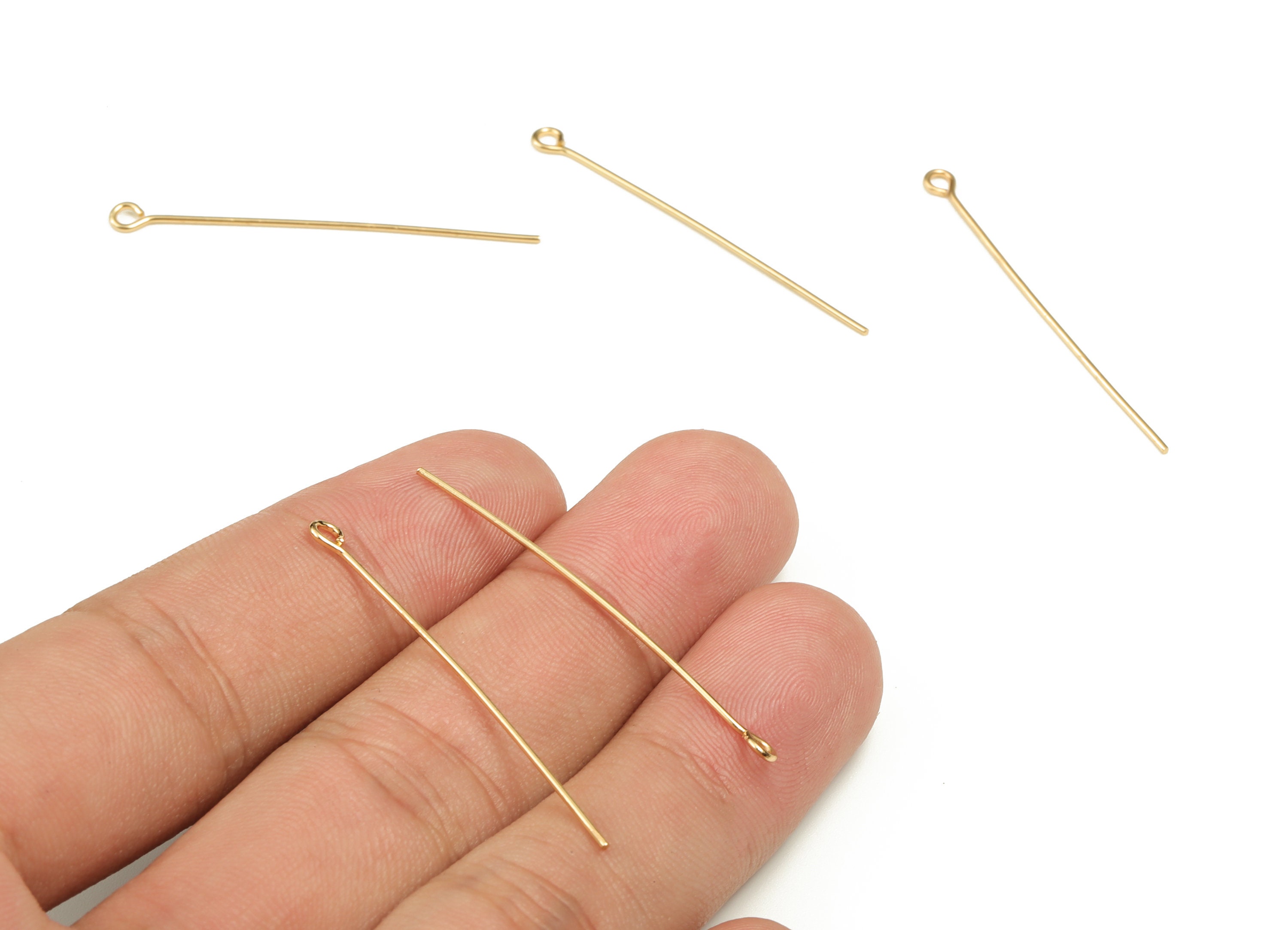 200pcs Gold Eye Head Pins 16 20 25 30 35 40 45 50 mm Metal Eye Pins  Connector For Diy Earrings Jewelry Making Findings - Price history & Review, AliExpress Seller - Ym Store