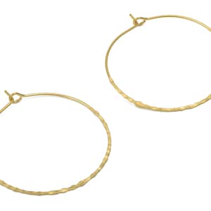 Brass Hammered Round Ear Hoop - Raw Brass Ear Wire 40 - Geometric Earring Findings - Jewelry Supplies - 45.61x40.47x0.69mm - PP5210-40