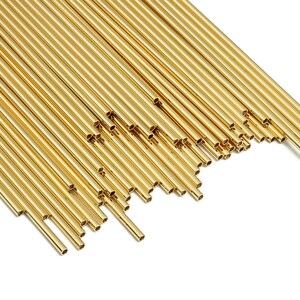 Mosiężne rurki Himmeli - Mosiężne koraliki Himmeli DIY - Kształty geometryczne - Do roślin powietrznych - Mosiądz platerowany prawdziwym złotem 18k - 2x0,2 x 170 mm-RGP4048-170