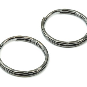 Gunmetal Metal Key Rings - Split Rings - Circle Key Rings - Keychain Connectors - Key Ring Findings - 24.67x24.67x1.5mm - PP2854GM