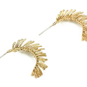 Brass C Earring Stud - Raw Brass Branches Earring Post - Brass Stud - Earring Post - Jewelry Making Supplies - 27.8x6x1.4mm - PP4445