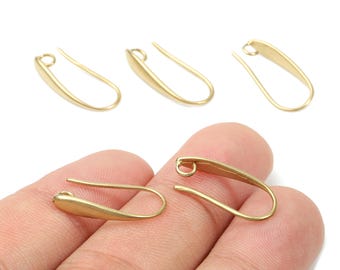 Brass Earring Hooks - Raw Brass Earring Wires - Brass Ear Hooks Findings - Jewelry Supplies - 20.96x10.19x1.37mm - PP2884