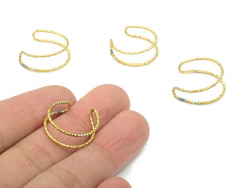 Raw Brass Texture Ear Cuff - Brass Cuff Earrings - Cartilage Ear Cuff - No Piercing Ear Cuff - Jewelry Supplies - 22x20.51x1.23mm - PP5181