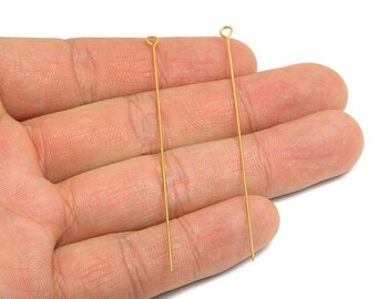 Pasador de ojo de acero de 0,7*70 mm - Pasadores de ojo para bisutería - Suministros de alfileres de ojo a granel para joyería hecha a mano - Chapado al vacío real de 18 quilates - SS2131-70G