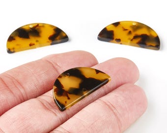 Acetaat halve cirkel verbindingsbedels - 2 gaten schildpad oorbel - halve cirkel oorbel - kleurcode: A02 - 30 x 15 x 2,5 mm - AC1061-A02