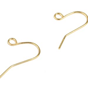 Brass Earring Hooks – Open Loop Ear Wire – 18K Real Gold Plated Brass – Earring Findings - Jewelry Supplies - 18.59x11.35x0.63mm - RGP2918G