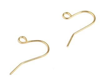 Brass Earring Hooks – Open Loop Ear Wire – 18K Real Gold Plated Brass – Earring Findings - Jewelry Supplies - 18.59x11.35x0.63mm - RGP2918G