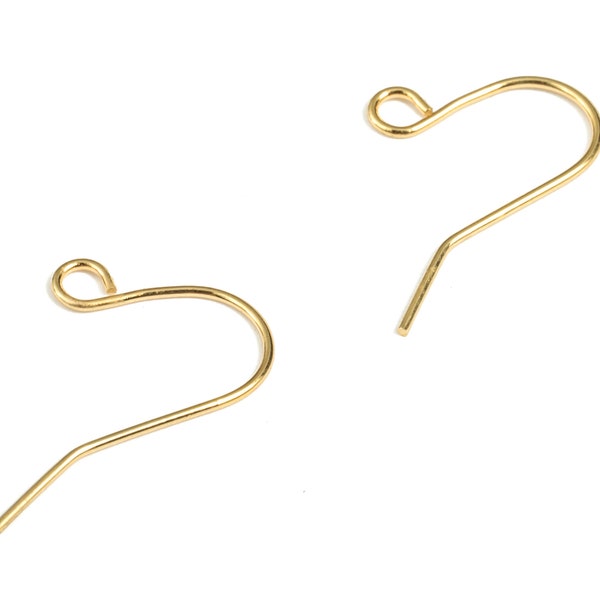 Brass Earring Hooks – Open Loop Ear Wire – 18K Real Gold Plated Brass – Earring Findings - Jewelry Supplies - 18.59x11.35x0.63mm - RGP2918G