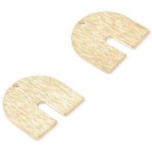 Brass U  Charms - Textured U Shaped Raw Brass pendant - Earring Findings - Jewelry Supplies - 17x15,75x0,67mm - PP1750