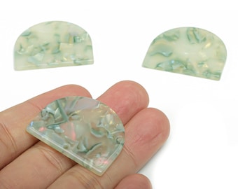 Connettori per orecchini a cupola in acetato - Ciondolo semicircolare in acetato - Materiali per la creazione di gioielli - Codice colore: A784 - 34,22x29,1x2,5 mm - AC1634-A784
