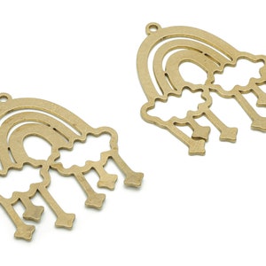 Messing Diamond Rainbow Kwastje Oorbel Charms - Raw Brass Rainbow Kwastje Hanger - Sieraden Making Supplies - 36.69x32.17x0.84mm - PPA1263
